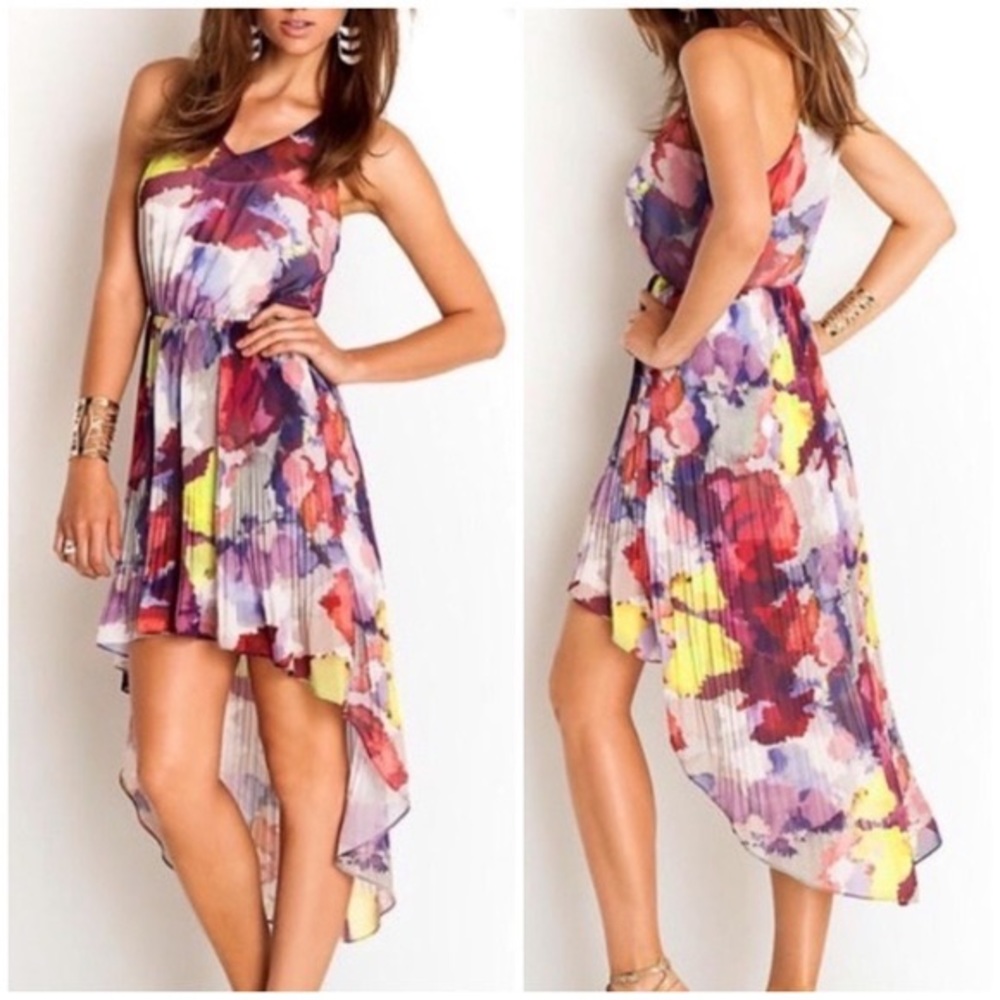 GUESS Kaleidos Raspberry-Multi Sleeveless Pleated Dress size S